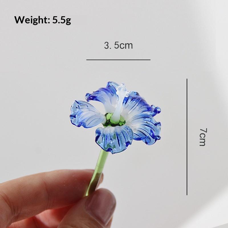 Handmade Glass Mini Flower Ornament Art Glass Artificial Flower With Small Vase Tabletop Decoration For Home Desktop Gift