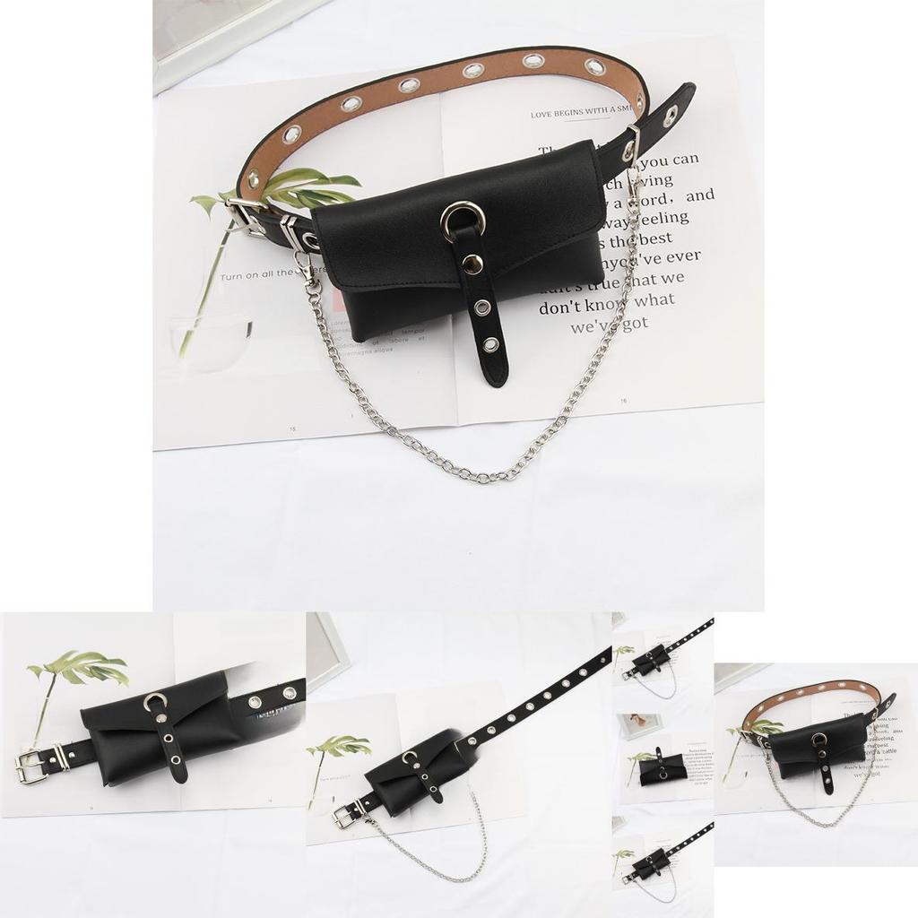 Punk Style Belt For Women With Pu Material And Adjustable Pin Buckle For Fashionable Streetwear