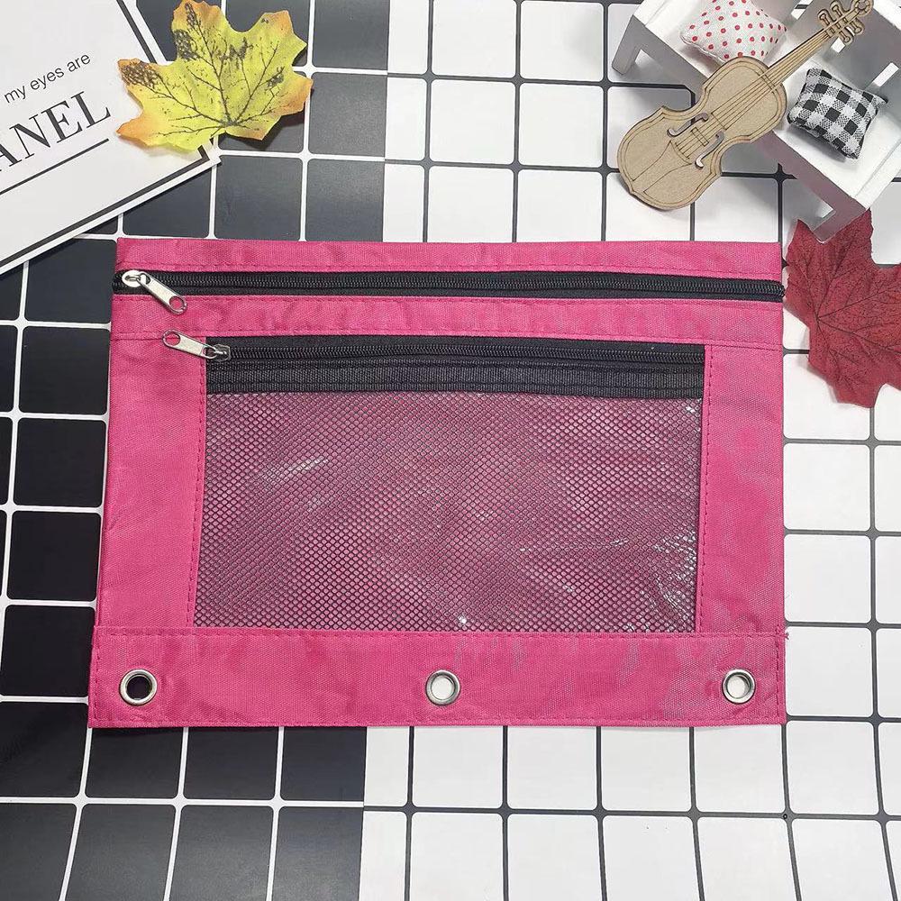 Oxford Cloth Three-Ring Binder & Pencil Case with Double Zippers