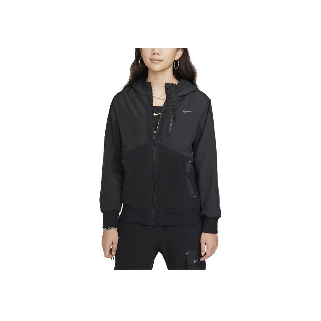 

Куртка Nike Therma-FIT Winterized с цветными блоками, капюшоном, застежкой-молнией и длинным рукавом, детские куртки, черный цвет HF4208-010 M