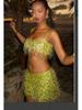 Sexy Tassel Sequin Crop Top & Mini Skirt Women's Set: Cross-Border European & American Fashion