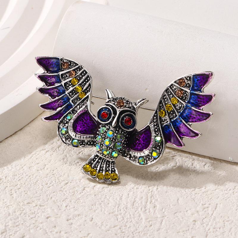 Новая Модная Разноцветная Сова Ретро Птица Животное Брошь 4*6cm
