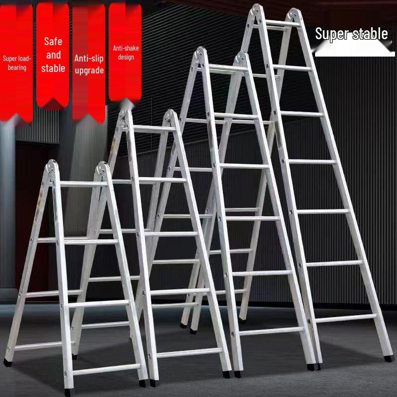 Non-Slip Herringbone Engineering Ladder, Reinforced Iron Square Tube with Galvanized Pipe, Thickened for Household Use