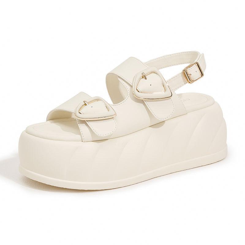 Platform sandals women's 2025 summer new small height increase muffin shoes casual fashion wear versatile cool slippers