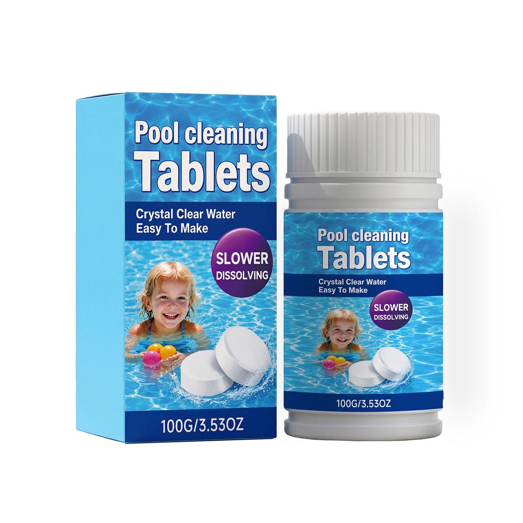 Pool Cleaning Tablets 100g for Water Maintenance Slow Dissolving Formula Suitable for Swimming Pools and Spas Long Lasting Effect for Clear Water