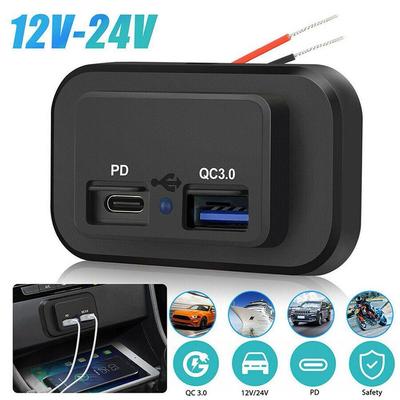 Podwójne gniazdo ładowarki samochodowej USB 12 V/24 V 3,1 A 4,8 A Gniazdo ładowania USB Zasilacz do motocykla, kampera, ciężarówki, quada, łodzi, samochodu kempingowego