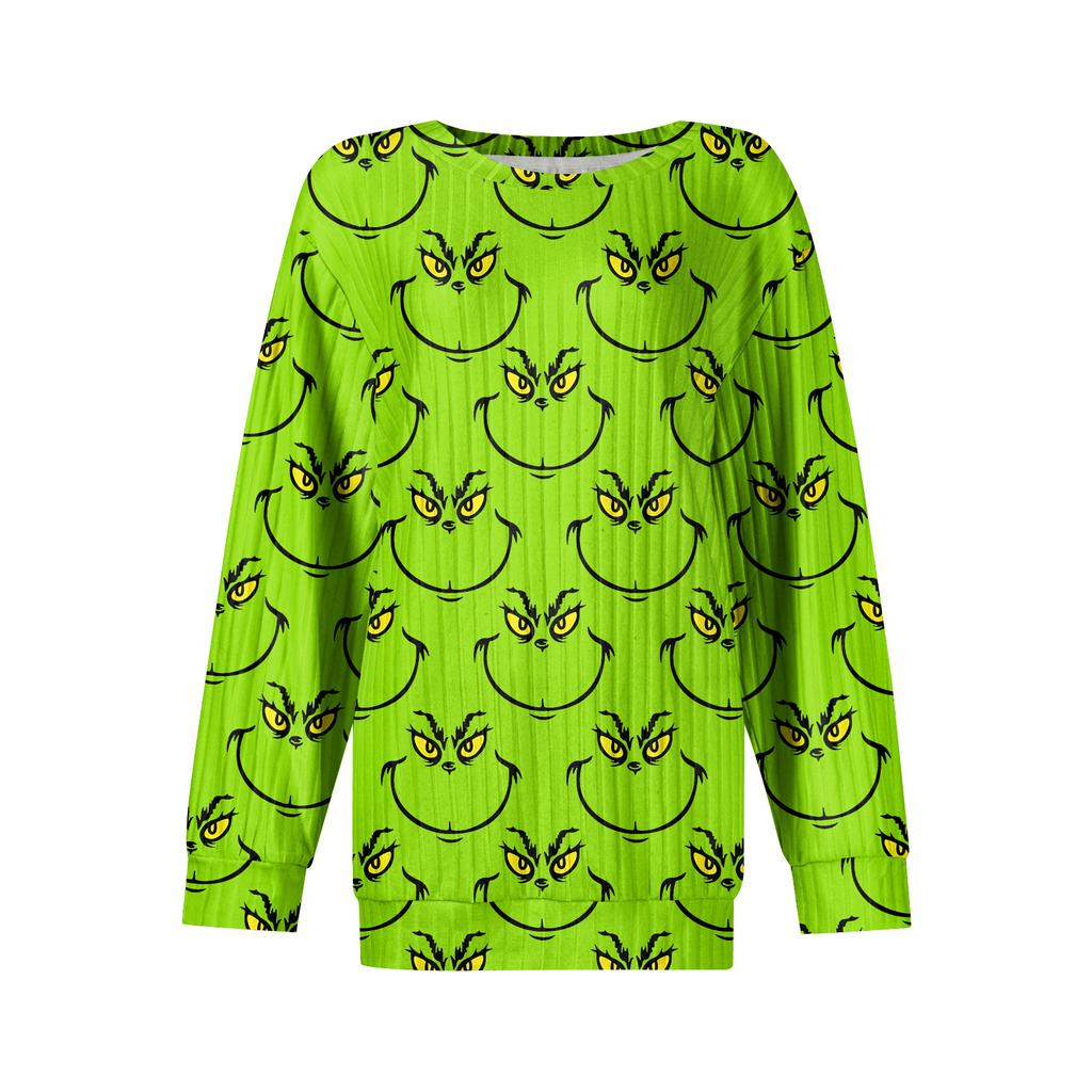 Women's Printed Lightweight Brushed-Cotton Round Neck Top