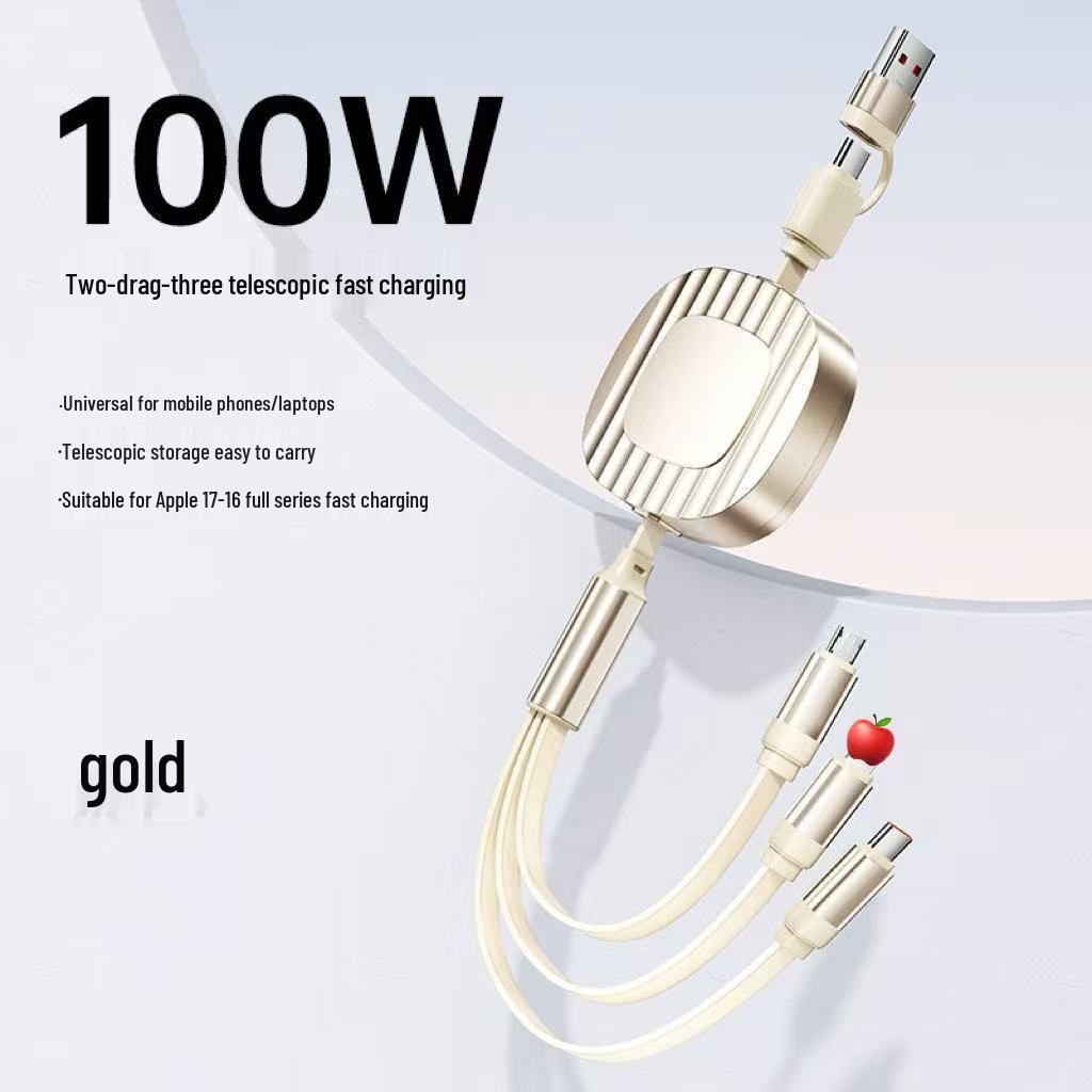 100W Type-C 3-in-1 Fast Charging Cable for Huawei, Android, and Apple Devices