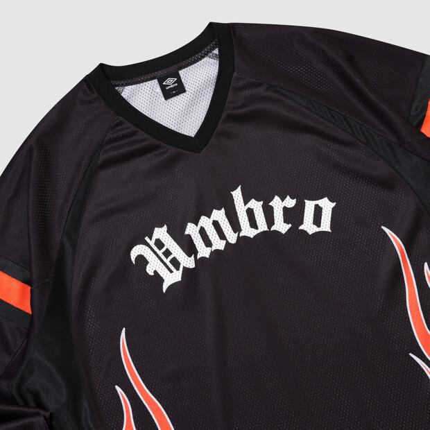 UMBRO Chant Mesh Flame Long Sleeve T-Shirt Black Ur321Crl72 (A Type)