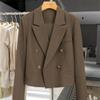 Blazers Cortos Ropa de Mujer Combinación Perfecta Chic Coreano Doble Botonadura Abrigo de Traje Ropa de Oficina para Señoras