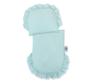 Wicker doll stroller with mint bedding and soft lining - natural