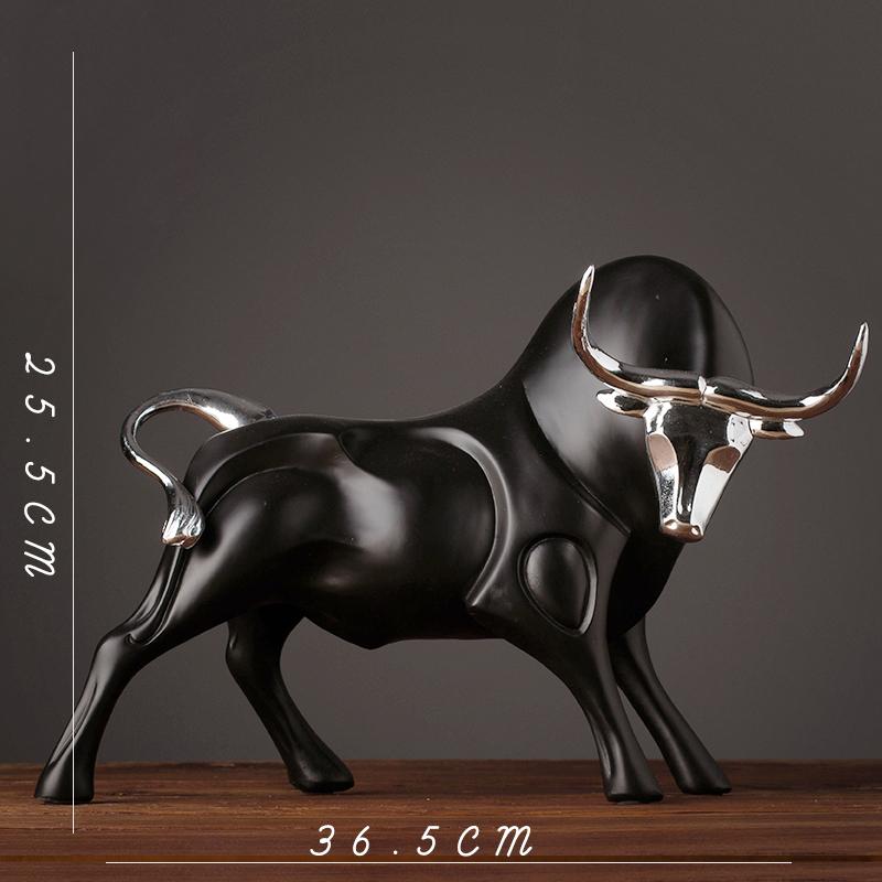 Resin Simulation Animal Statue Modern Figurines Red and Black Bull Sculpture Living Room Bookcase Crafts Accessories Home Decor