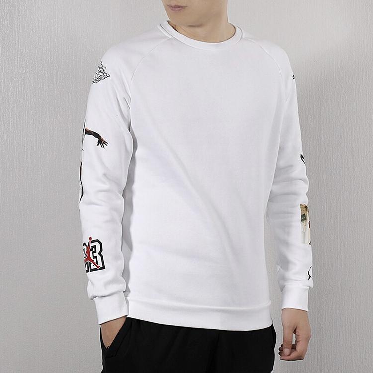 Air Jordan Sport Casual Print Crew Neck Long Sleeve Sweatshirt Men Tops White CD5872-100