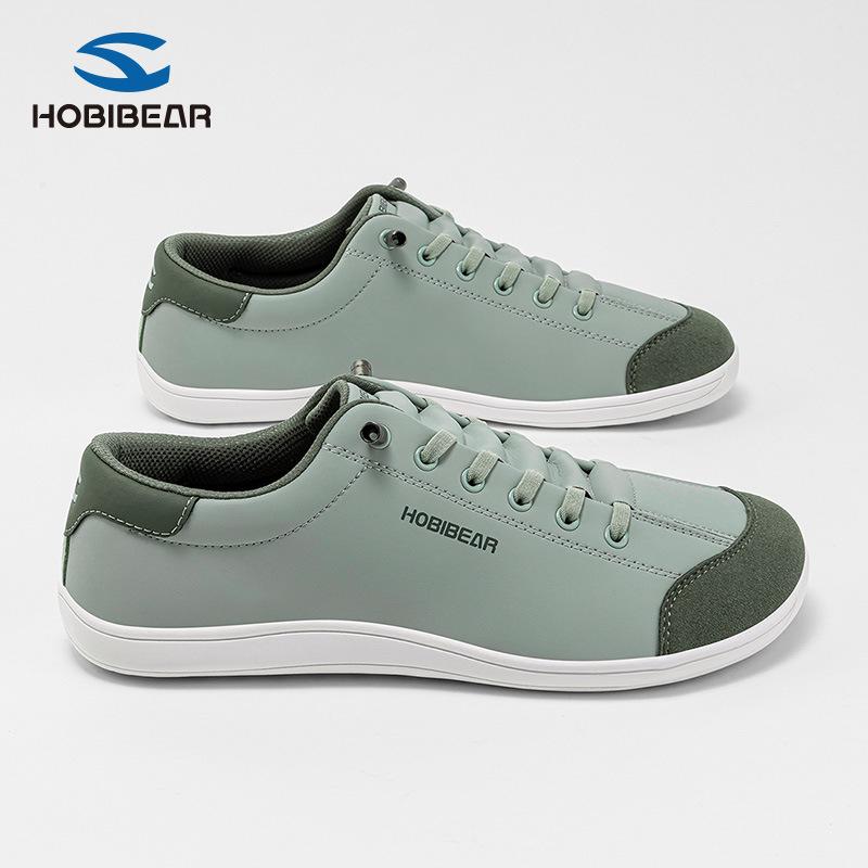HOBIBEAR Leather Barefoot Shoes Lightweight Wide Toe Box Zero Drop Slip-on Shoes for men&Women