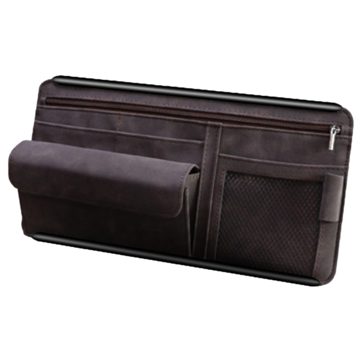 ENN LLC Sun Visor Pocket for Car and Small Multifunctional Car Storage Item Sunglasses, Cards, Items, (Brown)
