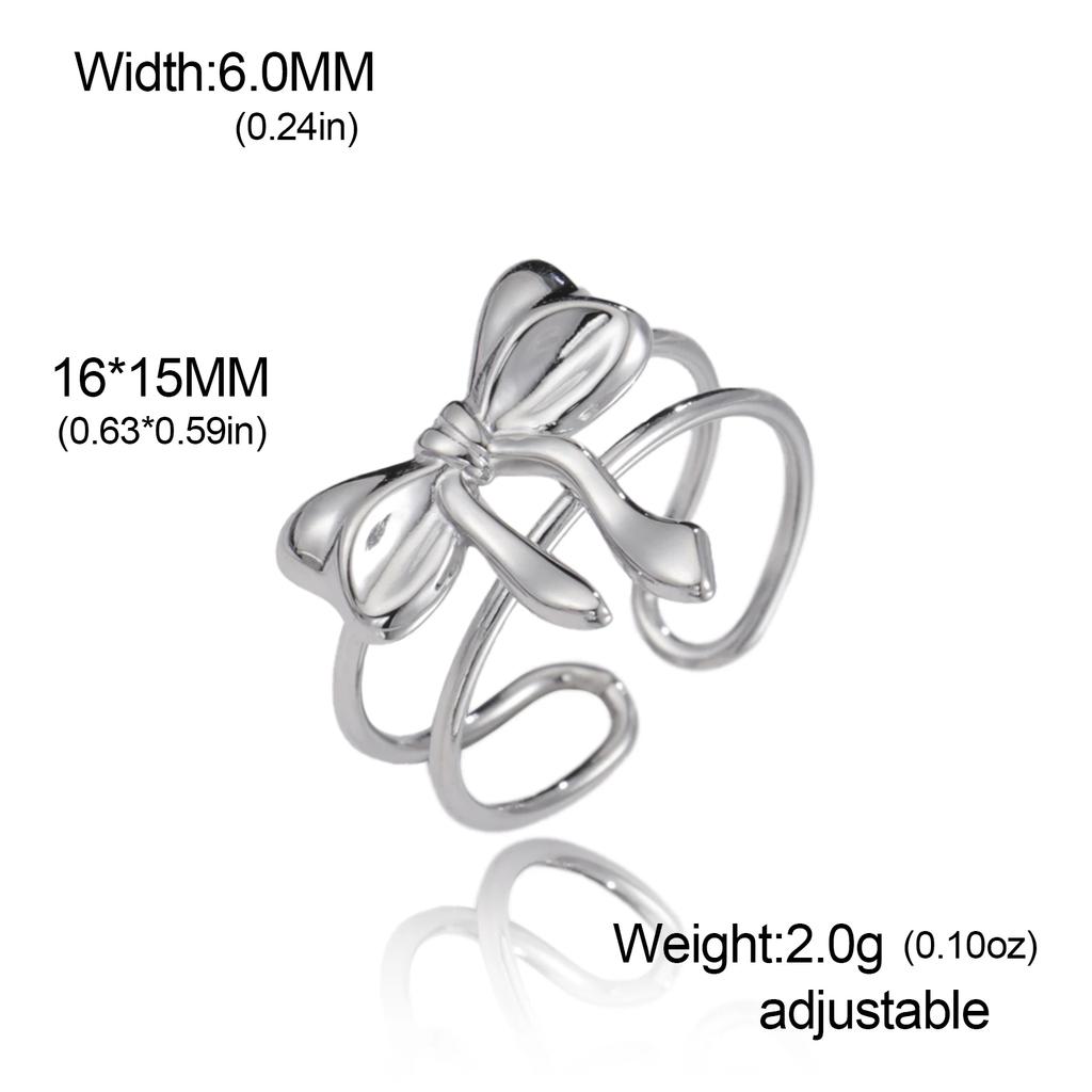 Cazador Cute Bowknot Rings Trend 2026 Stainless Steel Jewelry Adjustable Rings for Women Party Wedding Brithday Gifts New