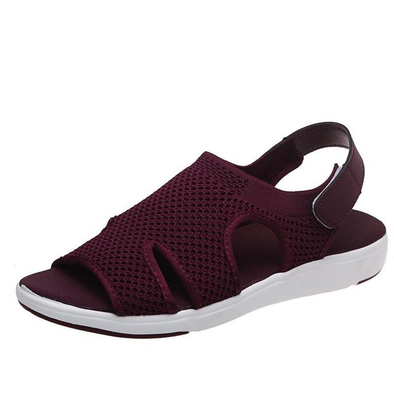 22 summer new European and American sandals large size breathable elastic fly weaving flat bottom casual