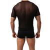 Men Sexy Tight Muscle T-Shirts Transparent Mesh Tops Male Short Sleeve Tee Shirts Gym See Through Undershirts Slim Fit Shirts