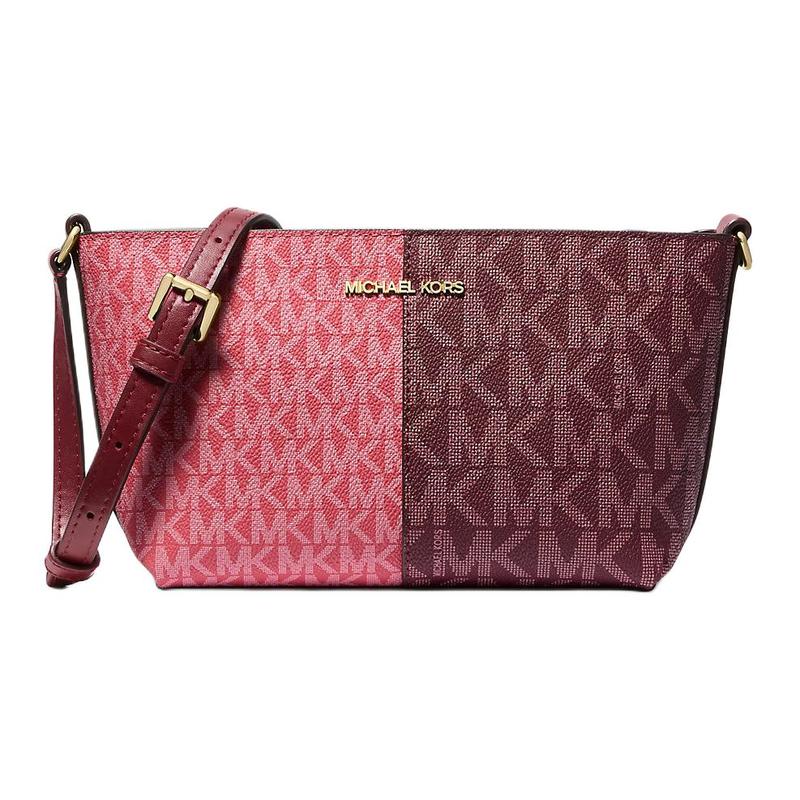 MICHAEL KORS Jet Set Logo Print Coated Canvas Shoulder Crossbody Bag Small Women s Fuchsia красный