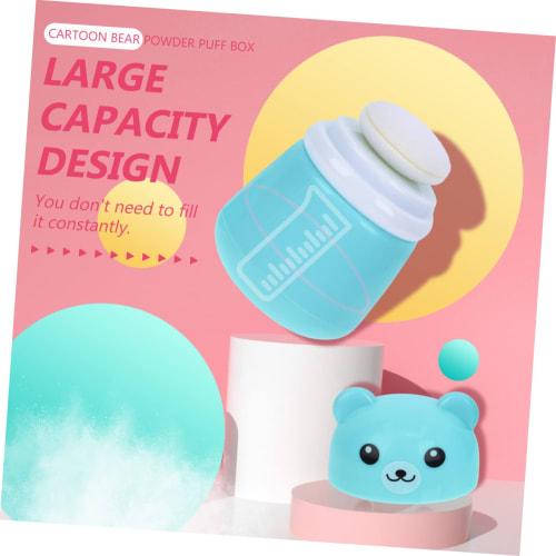 MOBUTOFU 2-Piece Powder Puff Box, Empty Powder Compact, Baby Powder Case, Baby Powder Container with Sponge, Blue