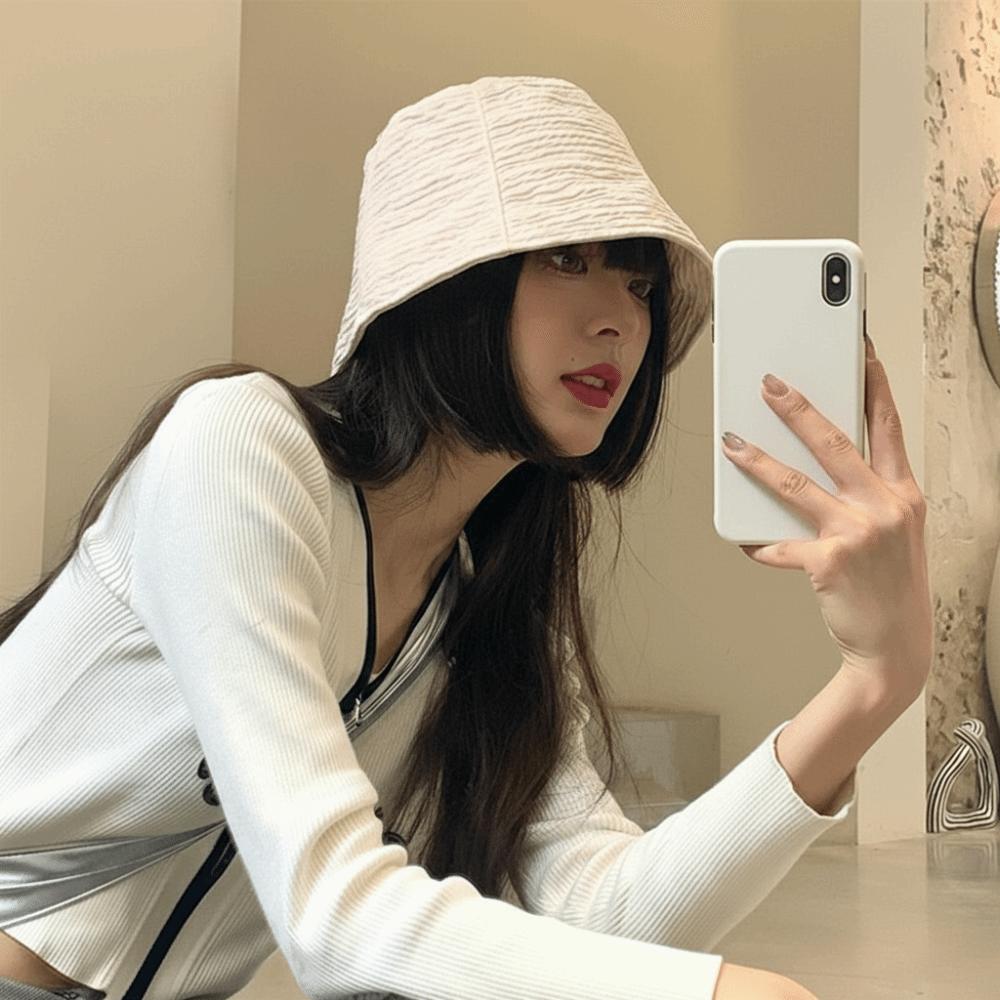 Casual Solid Color Bucket Hat Chiffon Fabric Thin Style Sun Protection Hat Sun Protection Fisherman Hat Summer