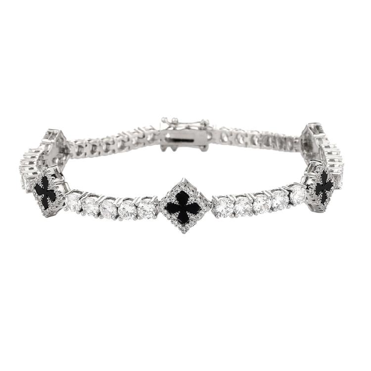 

Delicate Four Leaf Grass Pattern Cubic Zirconia Bracelet 7Inch 8Inch Copper Chain Jewelry For Special Occasions 7 inches