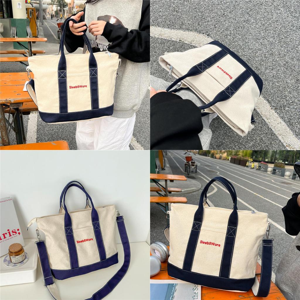 Urban Style Small Canvas Handbag With Zipper Closure For Commuting And Leisure