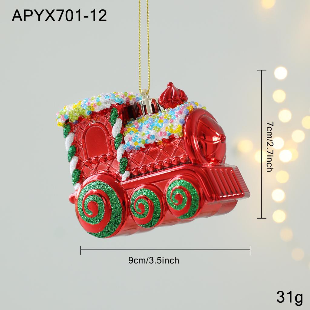 New red and green plastic pendant sticky powder cartoon Christmas pendant ins three-dimensional Christmas tree window decoration