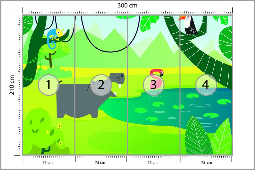 Photomural At The Watering Hole Iq-1360 Self-Adhesive Mural 300x210