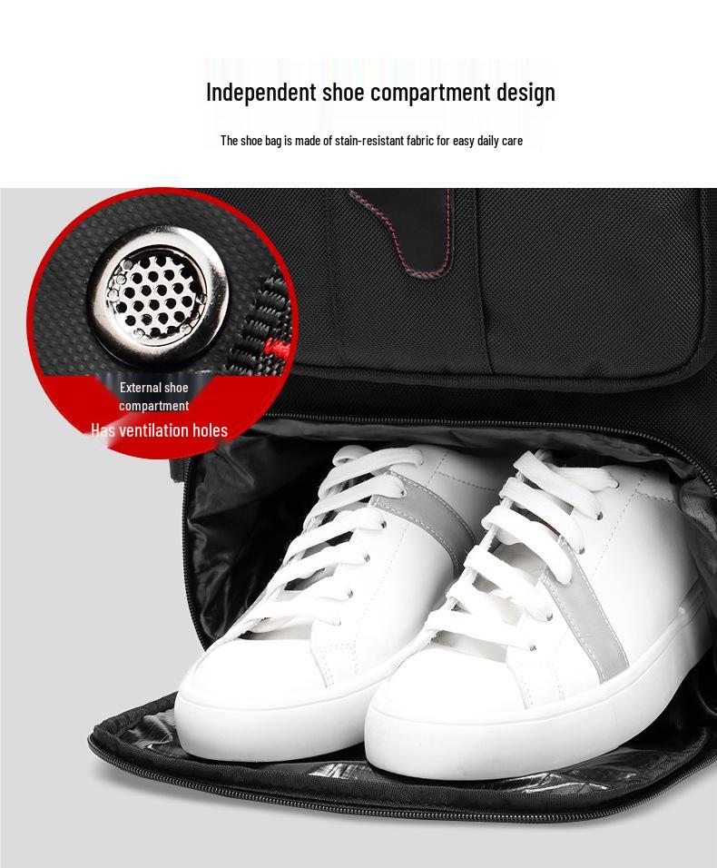 Men's Large Waterproof Travel Backpack with Wet/Dry Separation and Multifunctional Design, Ideal for Outdoor and Mountaineering Activities.