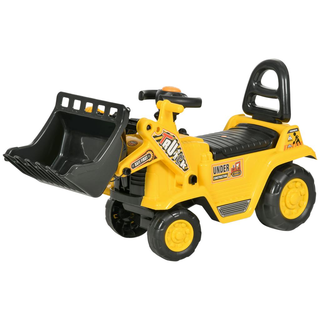Ride-On Excavator Ride-On Digger with Shovel Kids Excavator with Storage Under Seat Sliding Car Toy Excavator for Sitting Up To 30kg