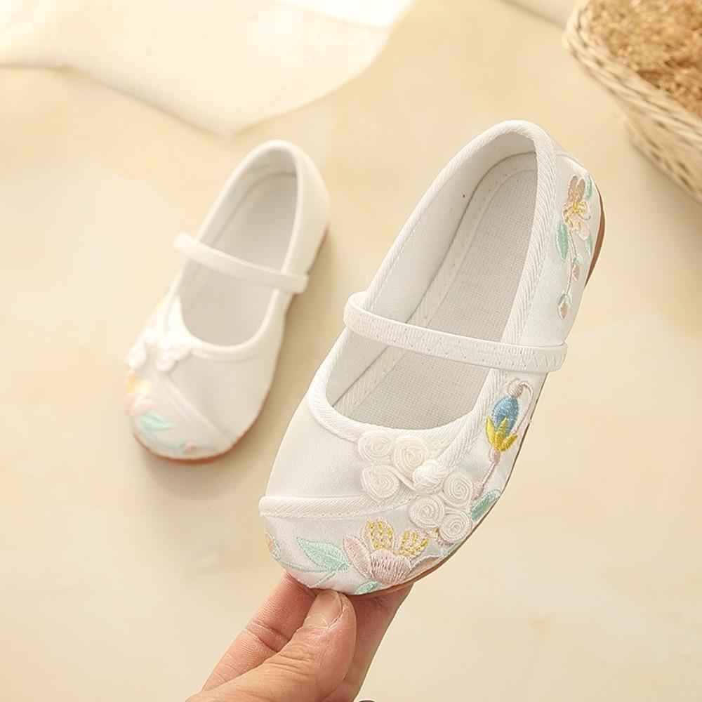 Chinese Style Children Hanfu Flat Shoes Wear Resistant Embroidered Cloth Shoes Kid Gift
