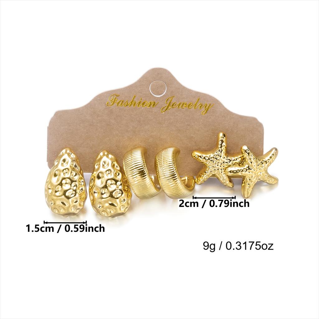 Women's Earring Set Ocean Elements Starfish Irregular Lava Water Drop Stripe Earring Set