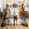 Eiffel Tower Duvet Cover For Teens Adults Queen Lightweight Down Quilt Covers Bedroom Decor 2 Pillowcases 1 Duvet Cover No Quilt