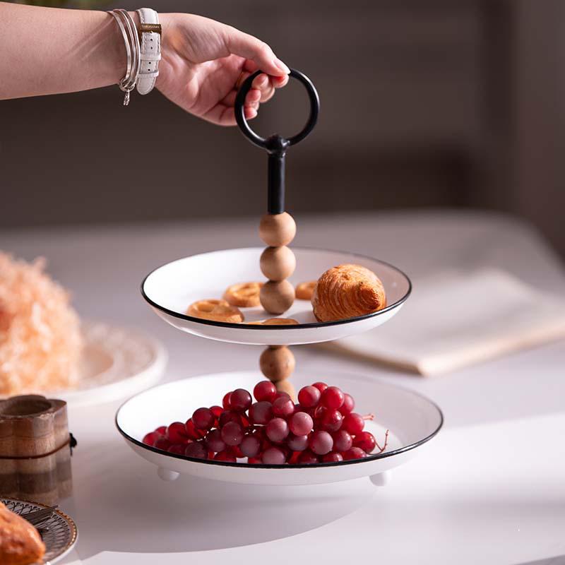 French Double-Layer Romantic Fruit Tray: Elegant Snack & Storage Bowl for Spring Festivals & Entryways