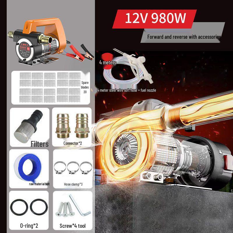 Electric Diesel Fuel & Kerosene Transfer Pump - 12V/24V/220V Self-Priming Oil Transfer Device