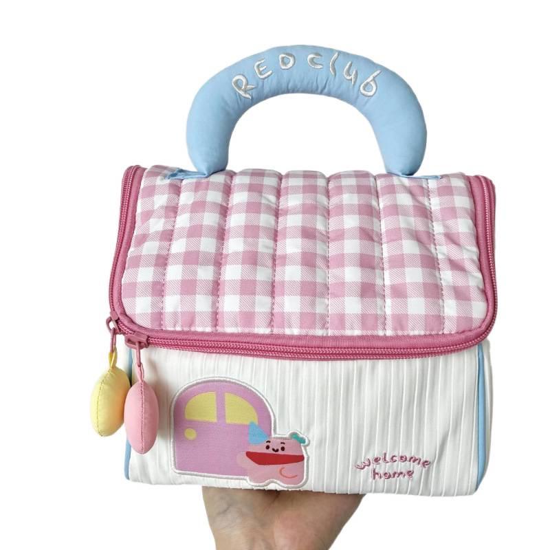 Korean Style Dopamine Mini Handheld Makeup Bag: Stylish, Multi-layer Portable Travel Toiletry Organizer