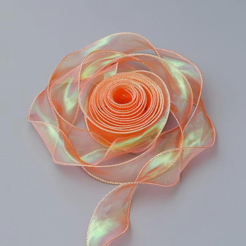 40mm 10Yards Fishtail Organza Ribbon  Reflective Iridescent Wavy Edge Ribbon for Gift Wrapping DIY Bow Bouquet Voile Ribbons