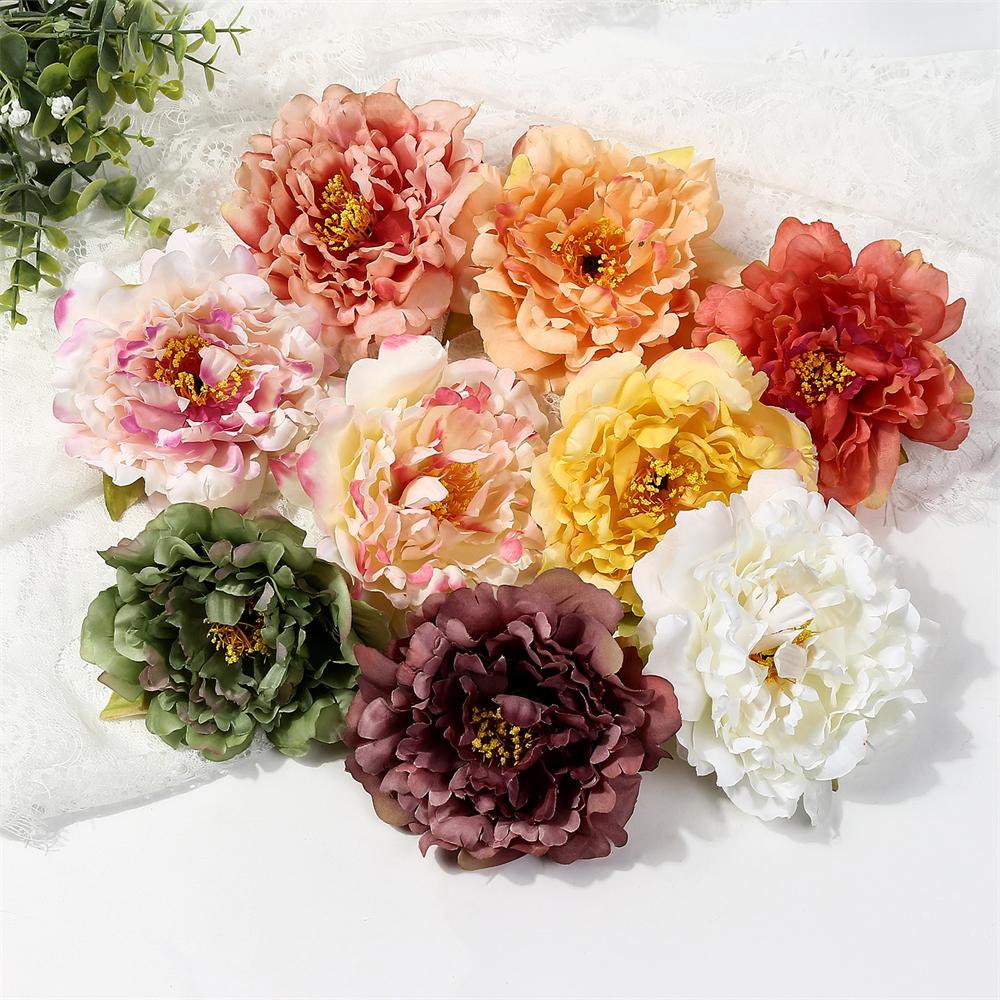 3Pcs Artificial Peony Flowers Heads 12CM Big Silk Fake Flower for Home Decor Wedding Decoration DIY Crafts Wreath Accessories