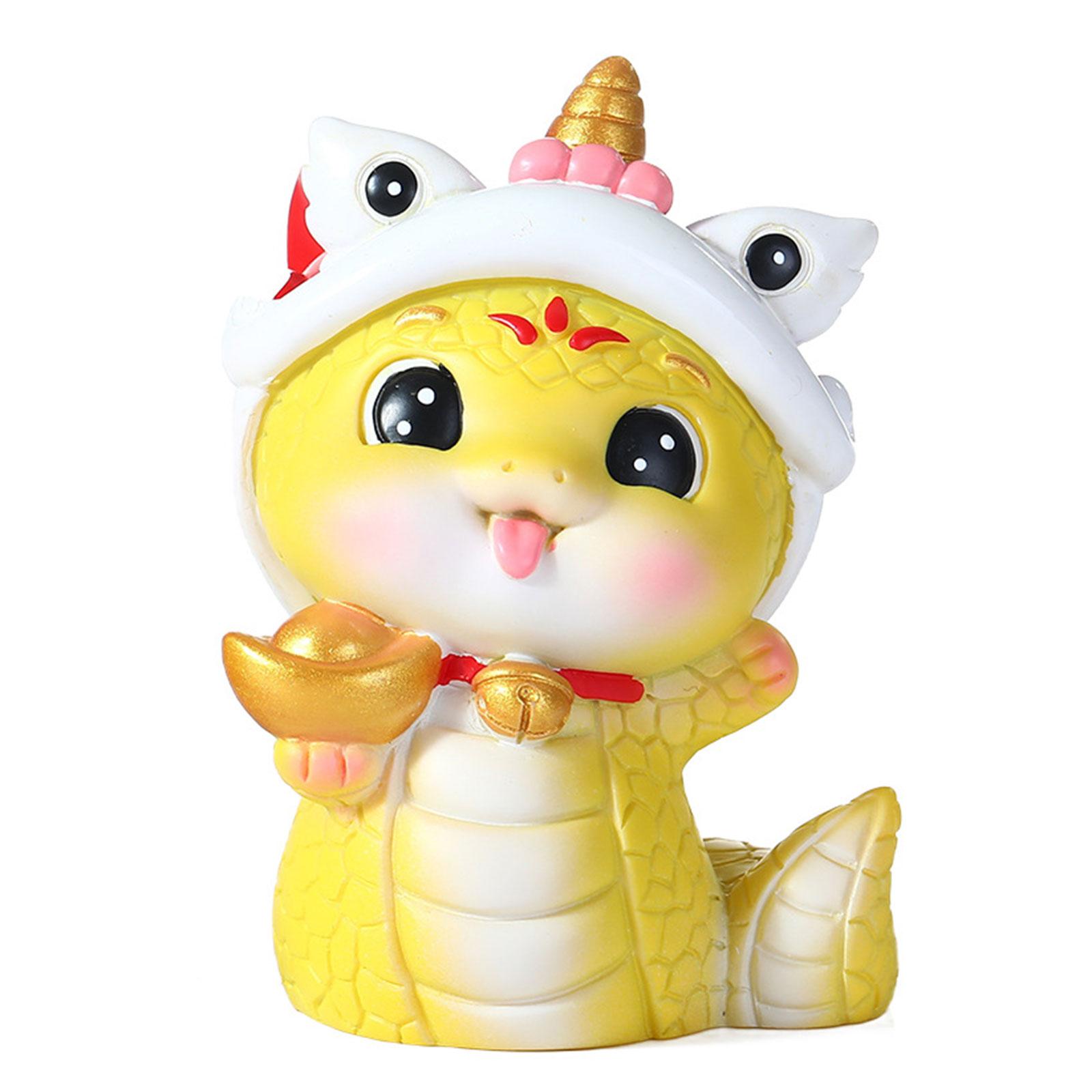 

Resin Chinese Snake Figure Snake Year Statue Fengshui Ingot Animal Sculpture for New Year Home Decoration G