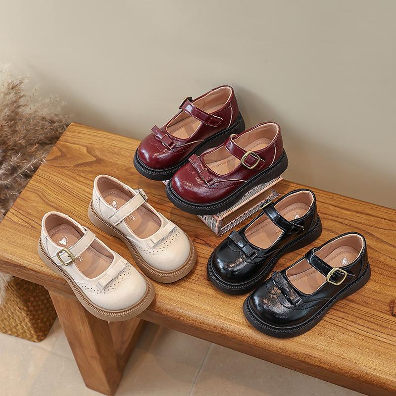 New Spring Girls British Mary Jane Shoes Soft Sole Anti Slip T Strap Buckle Flat Shoes