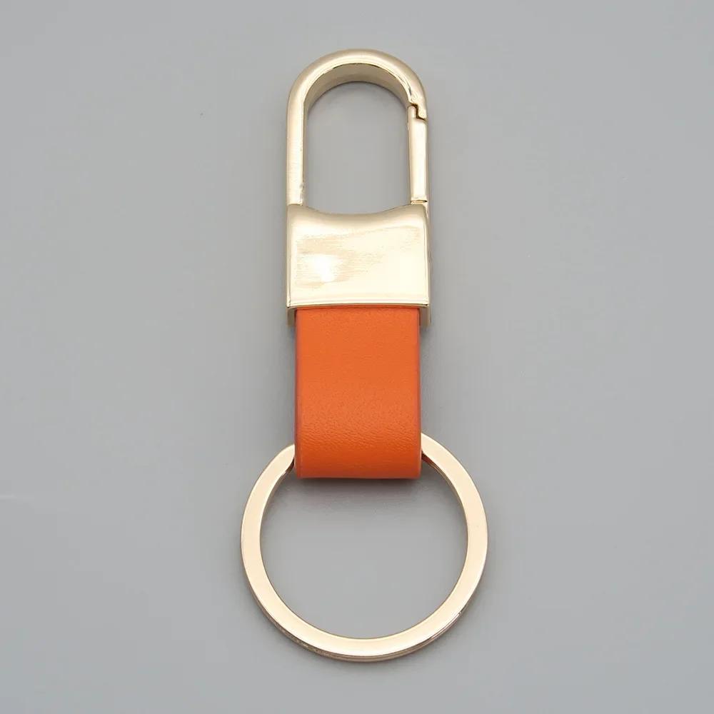 Custom Logo Name Simplicity Matte Finish Metal Leather Keychain with Laser Engraved Keyring Key Ring Chains Creative for Gif
