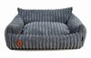 Fluffy Graphite Stripe Bed - 80cm X 70cm
