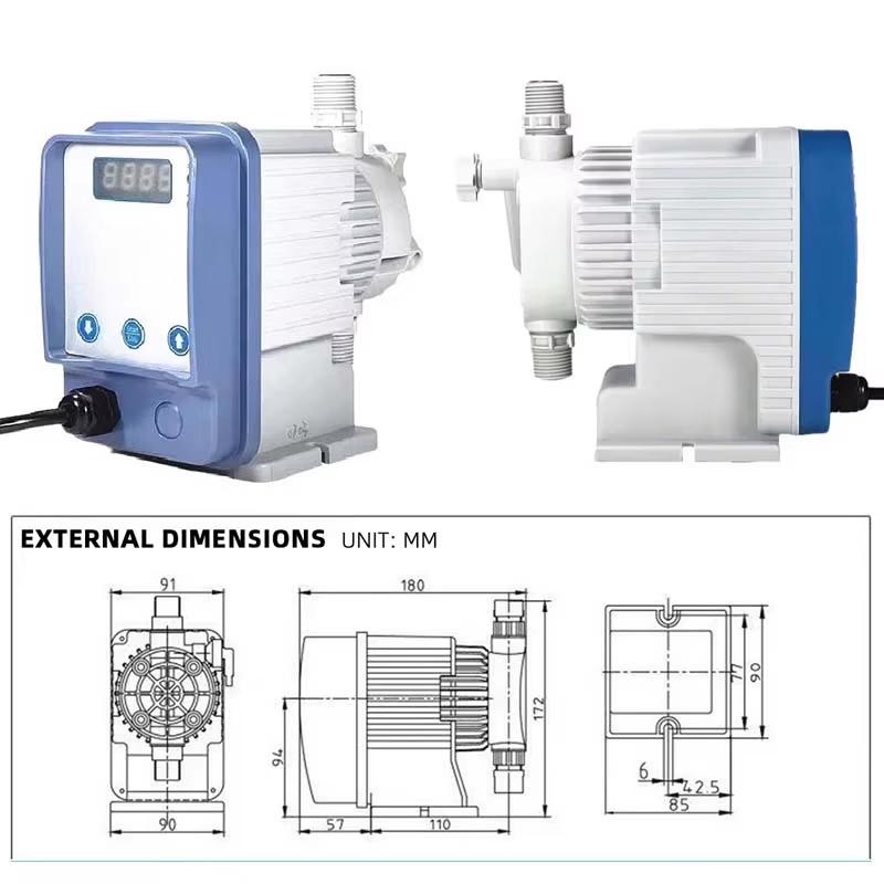 Electromagnetic Diaphragm Metering Pump 1-20L/H Dosing Pump for Acidic Chemicals Chlorine Water Treatment Precision Dosing Pump