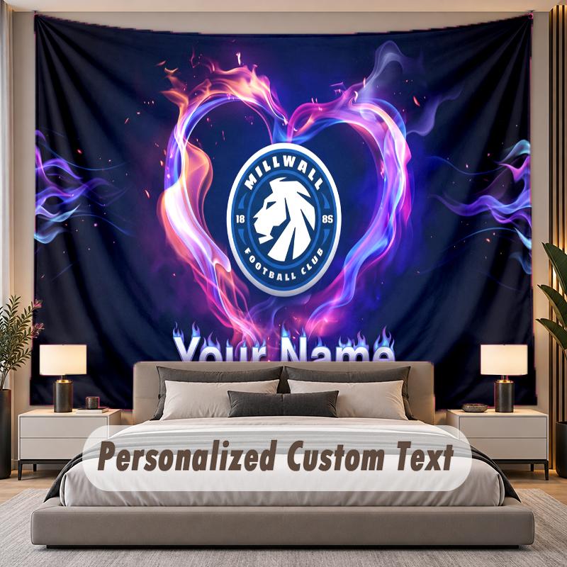 Custom Name Text Tapestry Millwall FC Personalized Polyester Wall Tapestry For Bedroom And Room
