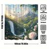 Scenic Shower Curtain - Waterfall & Mountain Theme, Nature Landscape with Sunshine, Polyester Fabric, Bathroom Decor