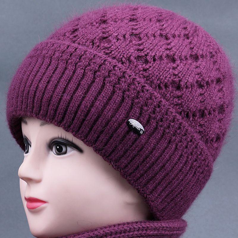 Winter Women Hat Plush Knitted Windproof Earmuffs Hats Outdoor Wool Thick Warm Woolen Caps Middle-aged and Elderly Hat