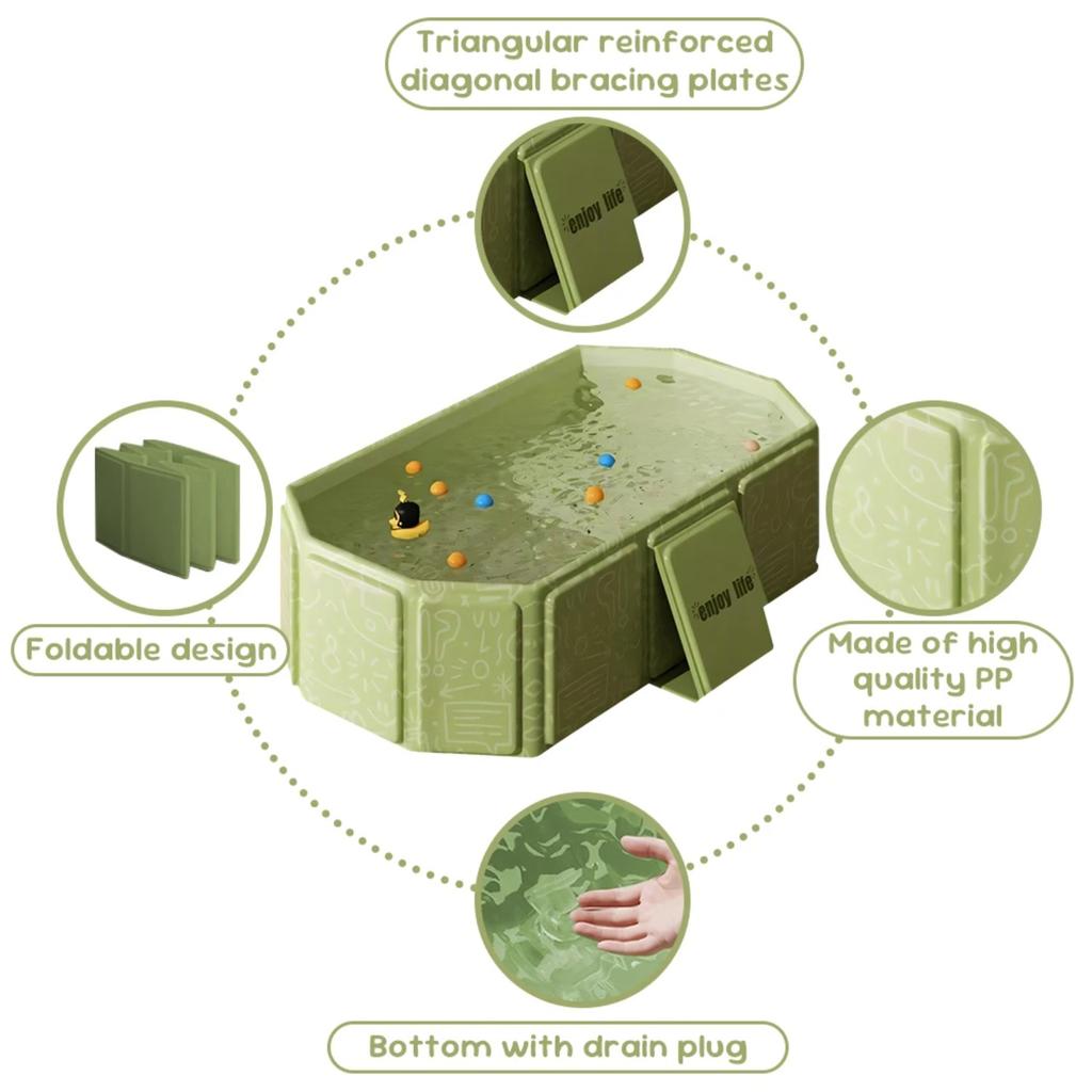 Kompakte faltbare Baby-Badewanne für Säuglinge Kleinkinder Stabile dreieckige Stützen Duschwanne mit Abflussöffnung Haus Camping Wohnmobil