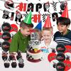 Racing Black And  Checkered Party Supplies Boy Theme Birthday Decoration Tablecloth Banner Venue Layout