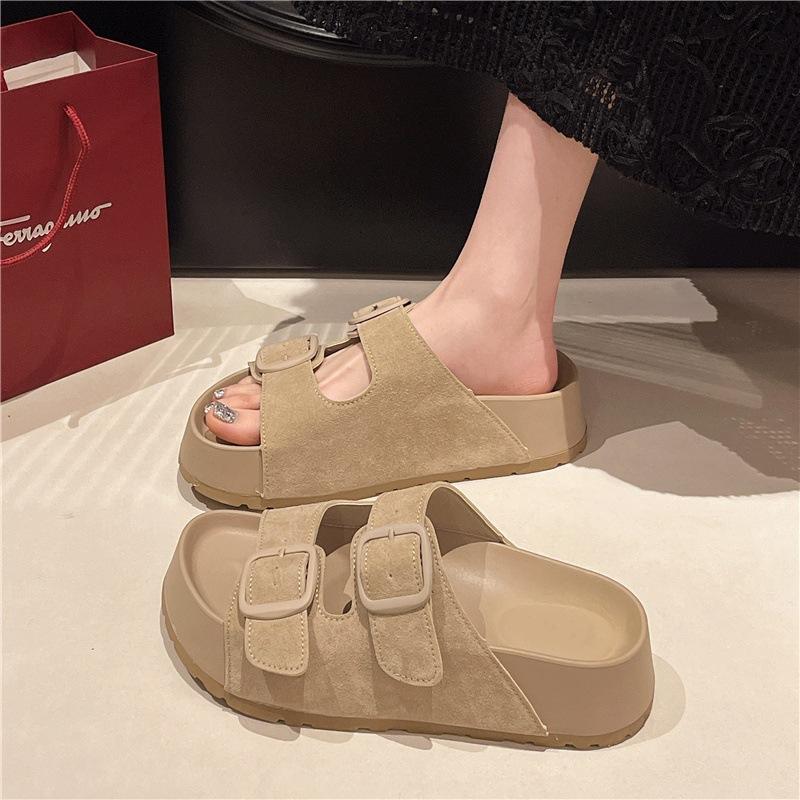 Retro platform slippers women's summer new outer wear fashionable versatile one-word sand sandals women